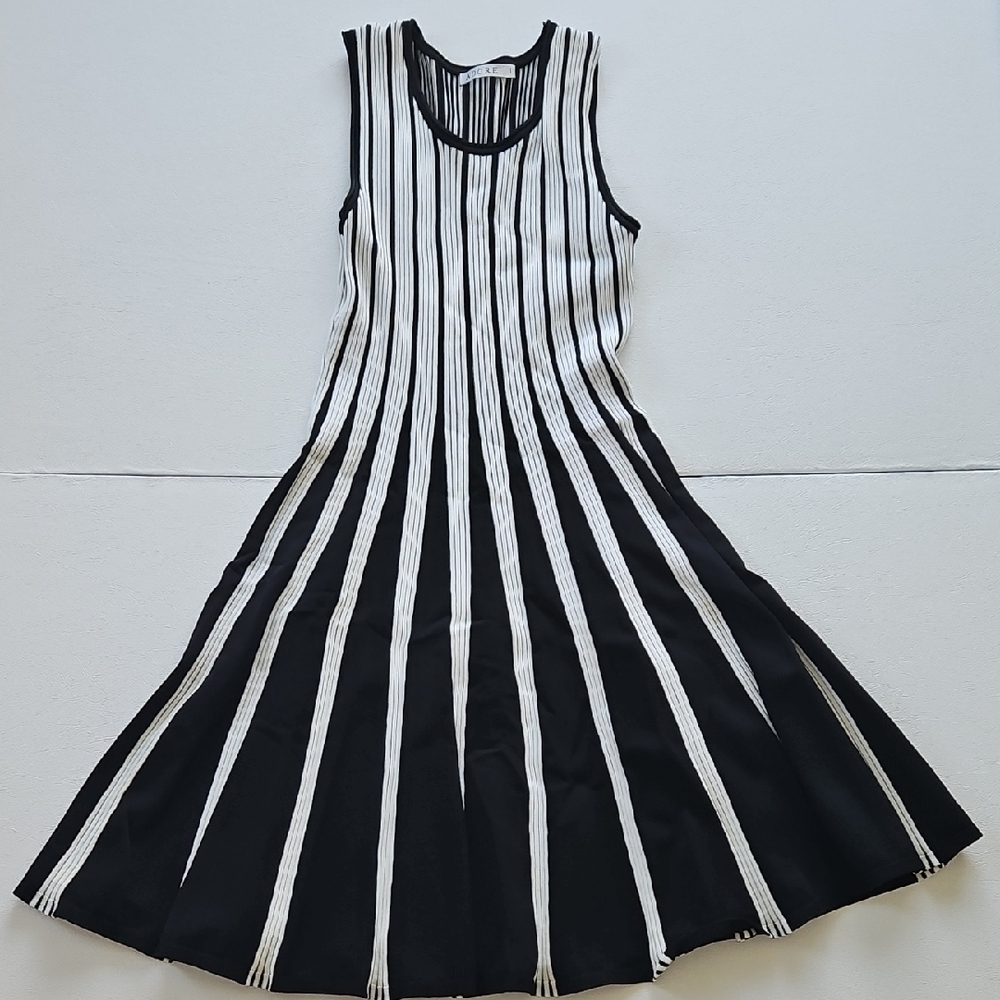 Chic Black and White Striped Midi Dress